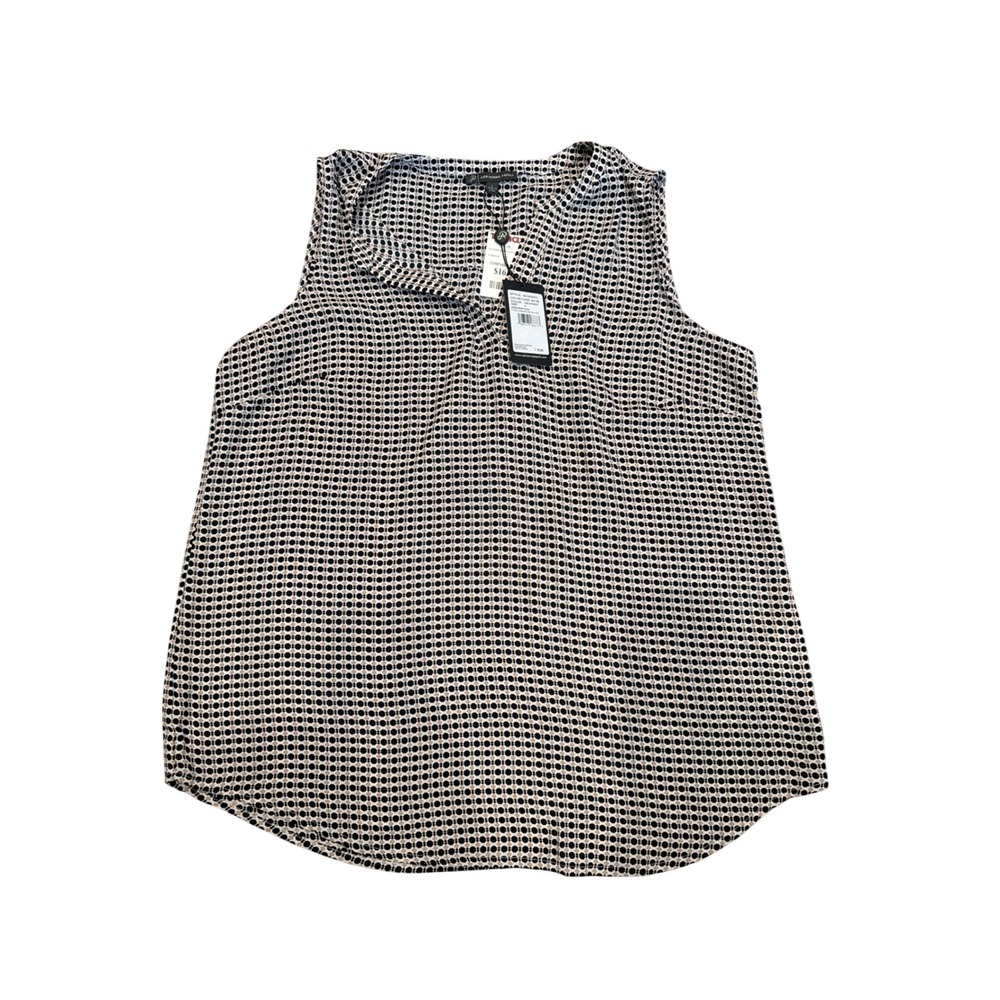 Adrianna Papell Womens Geometric Dot V-Neck Sleeveless Blouse AD1S300373 Black L